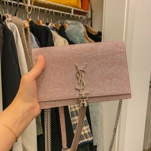 YSL glitter chain bag pink